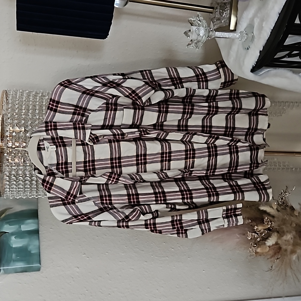 Burgandy and Gold Terra & Sky Plaid Button Up